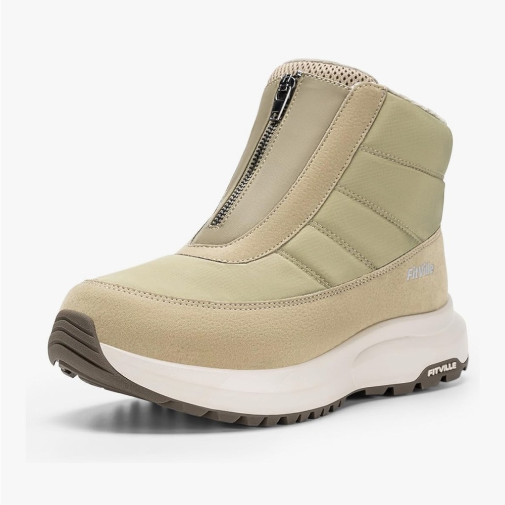 NWT-FitVille Women's Extra Wide Winter Boots Zipper Warm Insulated Snow Boots